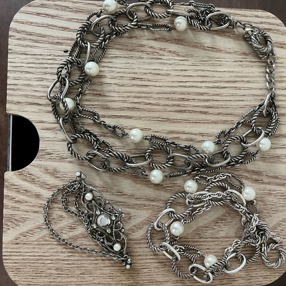 Premier Jewelry Silver and Pearl Set